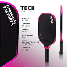 Load image into Gallery viewer, Gen 3 Propulsion Core Pickleball Paddle FACTORY-Thermoformed T700 Foam-filled protective border 14mm Carbon surface treatment
