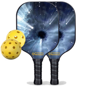 Pickleball Starter Set, PB00027 Black Hole Custom Pickleball Paddle , Pickleball Net Set Up