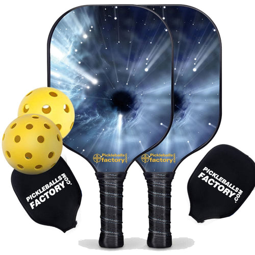 Pickleball Starter Set, PB00027 Black Hole Custom Pickleball Paddle , Pickleball Net Set Up